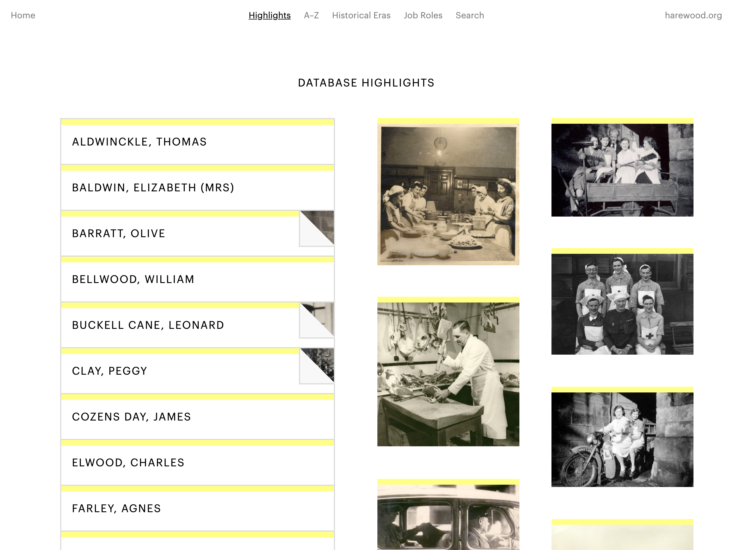 Database highlights page